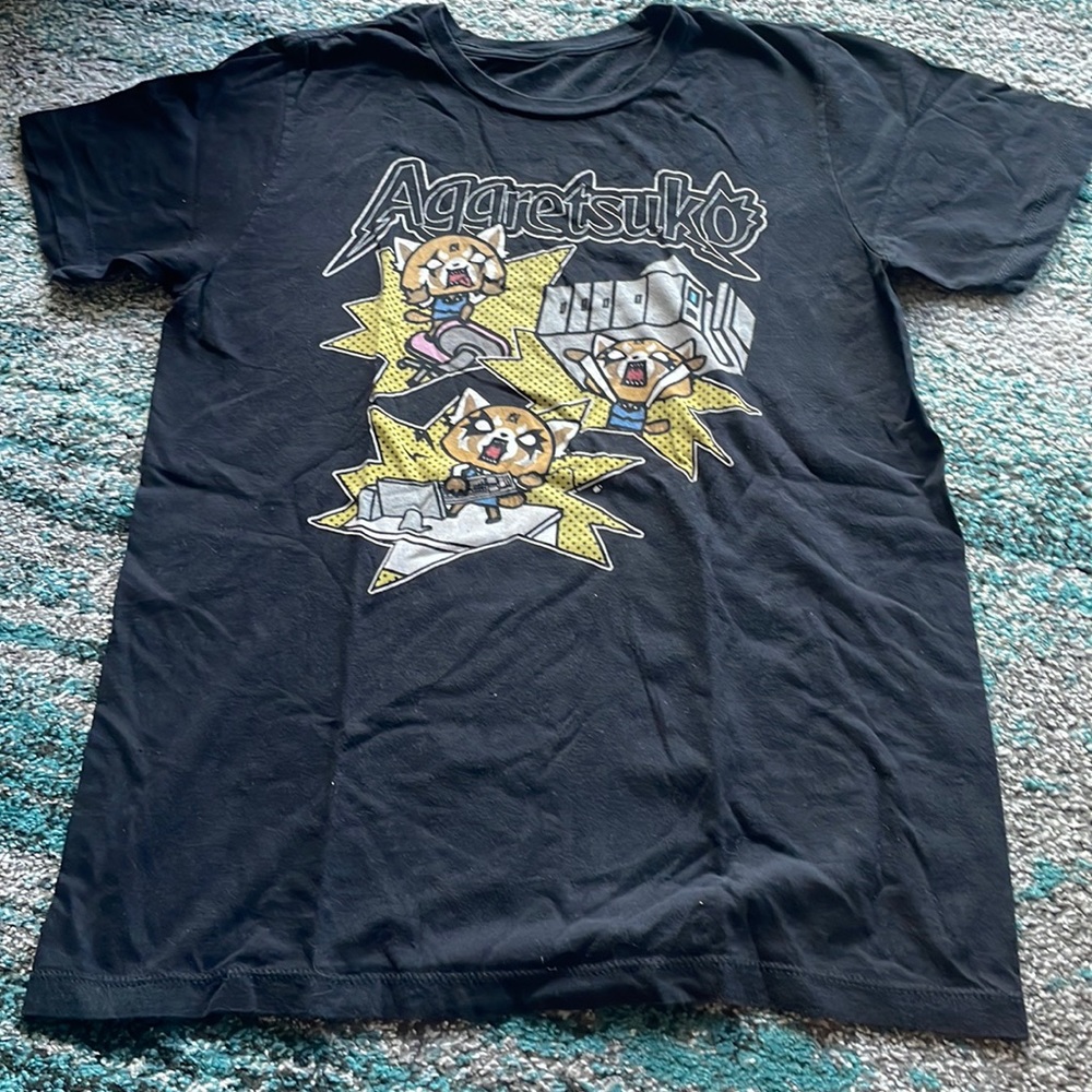 AGGRETSUKO TV Show Graphic Tee Shirt Black Unisex XL Netflix like new Sanrio
